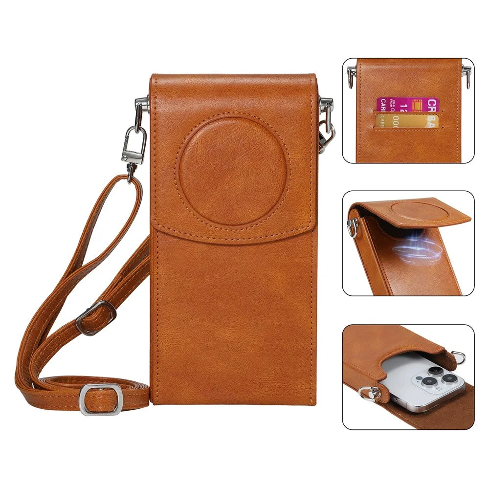 For Apple Vision Pro Battery Protection Organizer Case PU Leather Shoulder Bag - 1
