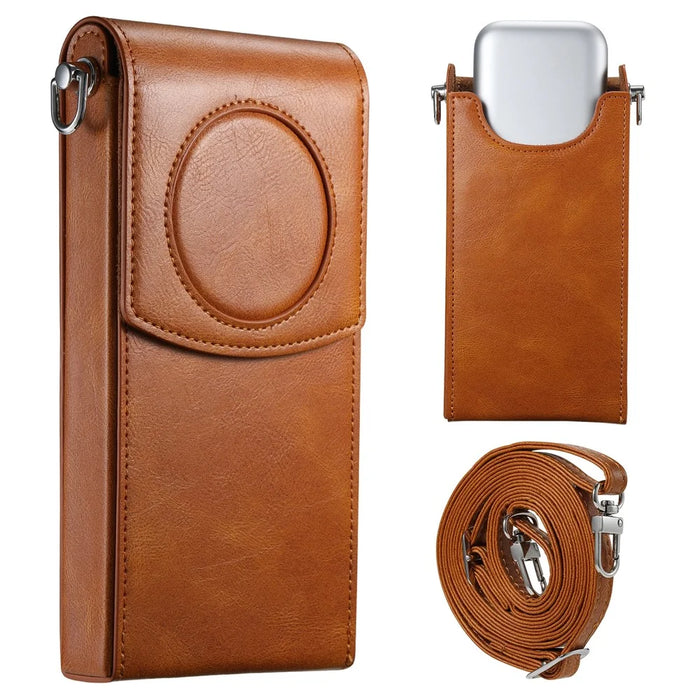 For Apple Vision Pro Battery Protection Organizer Case PU Leather Shoulder Bag - 5