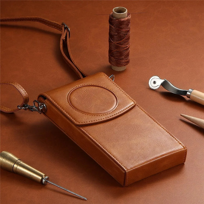 For Apple Vision Pro Battery Protection Organizer Case PU Leather Shoulder Bag - 6