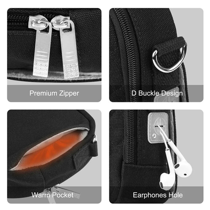 HAWEEL HWL2133 Crossbody Shoulder Bag Heating Hand Warmer Bag Storage Bag for Phone Power Stand - Black - 2
