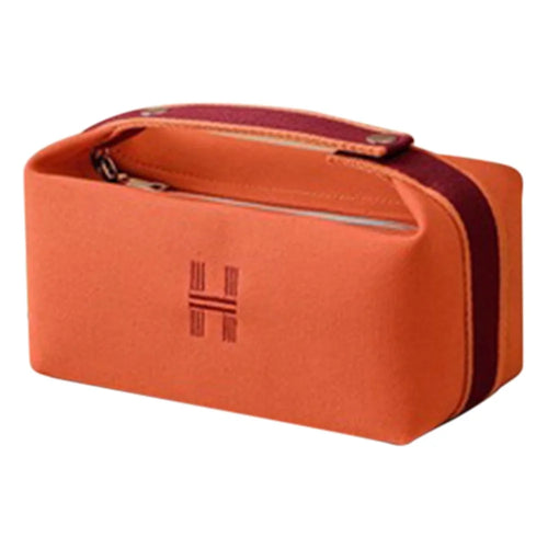 Canvas Waterproof Makeup Bag Wash Organizer Travel Portable Toiletries Storage Pouch - Orange - 1