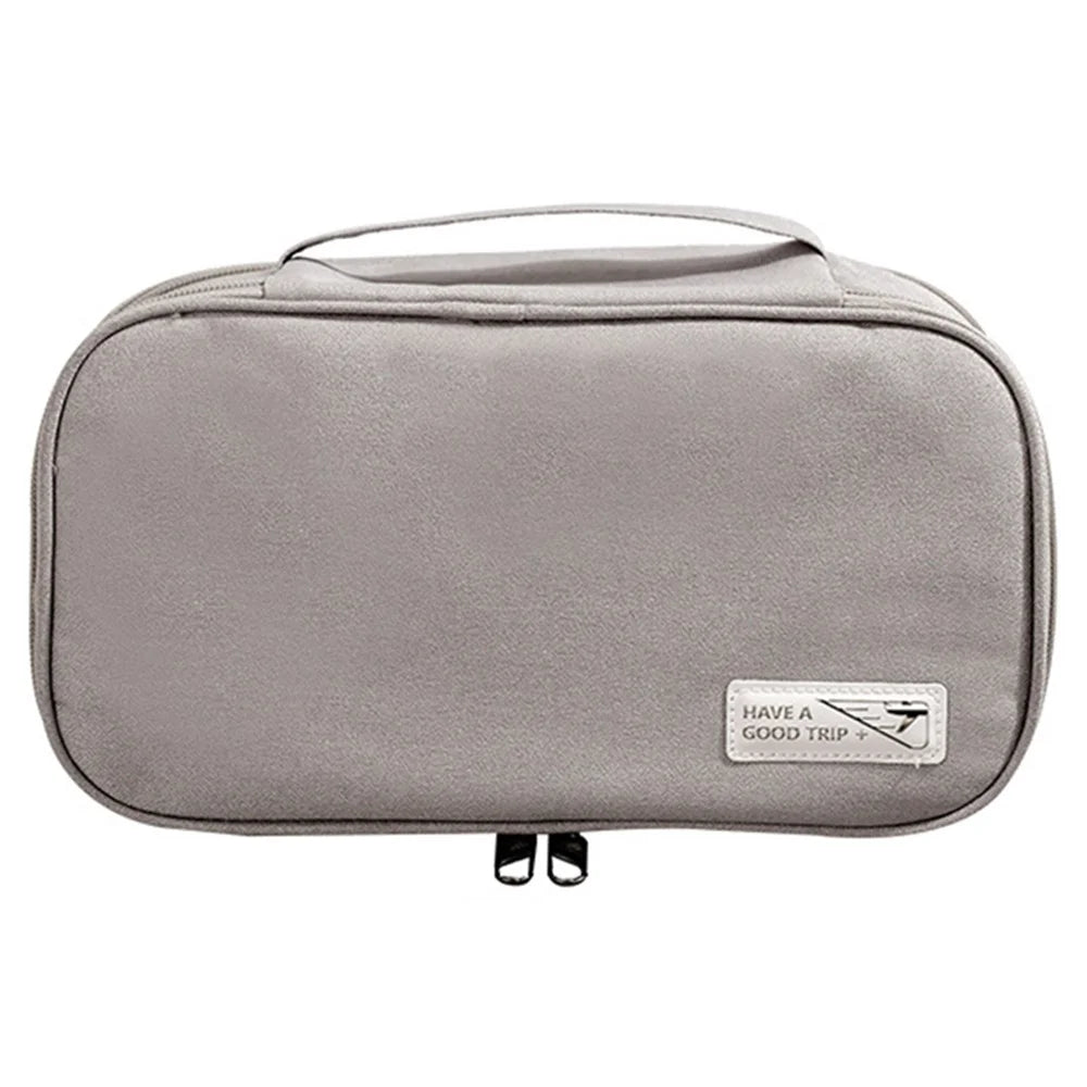 Handheld Wet and Dry Separation Travel Toiletry Bag Polyester Portable Cosmetic Bag - Grey - 1