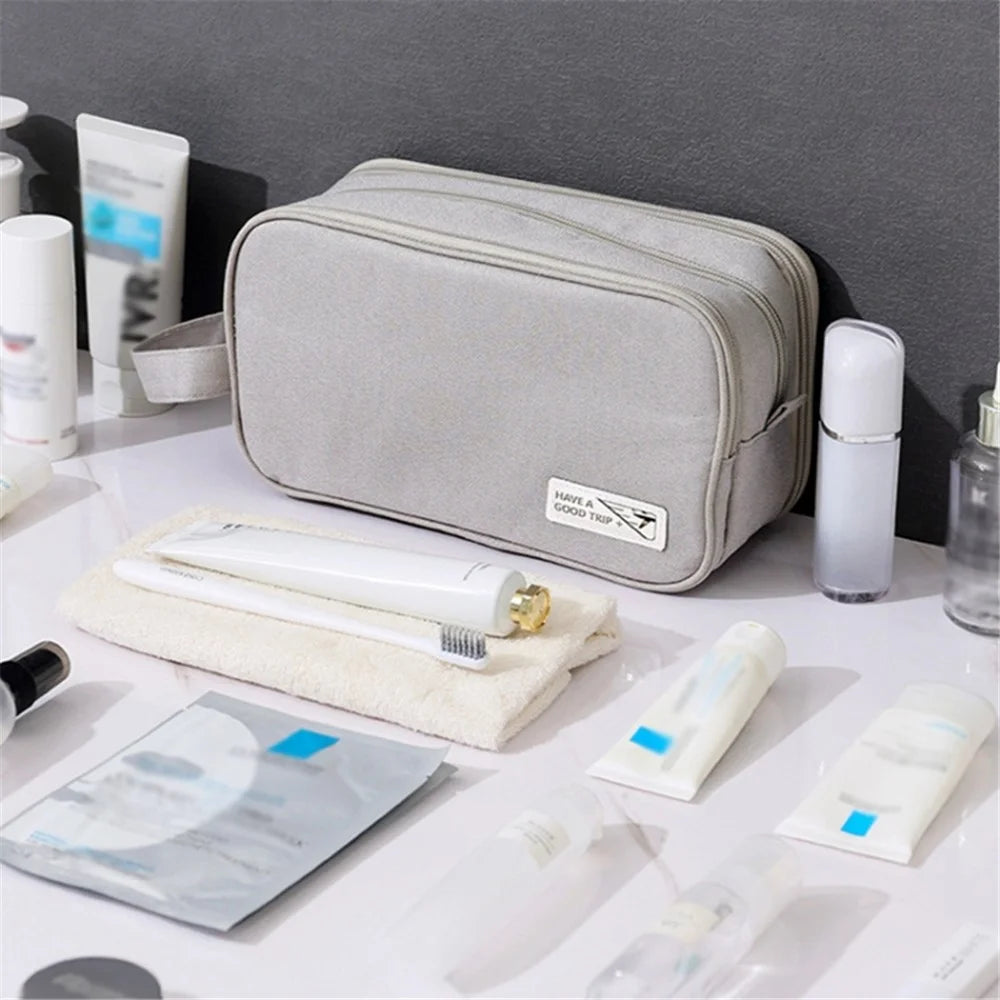 Handheld Wet and Dry Separation Travel Toiletry Bag Polyester Portable Cosmetic Bag - Grey - 4