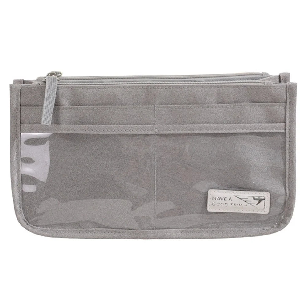 Handheld Makeup Bag Polyester Travel Wash Bag Pouch with Multiple Compartments - Grey - 1