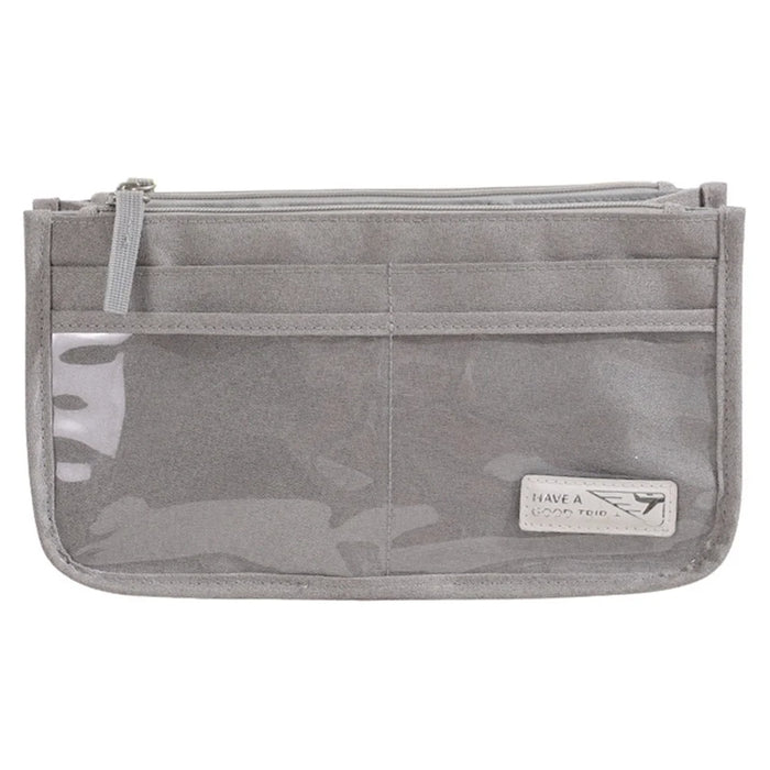Handheld Makeup Bag Polyester Travel Wash Bag Pouch with Multiple Compartments - Grey - 1
