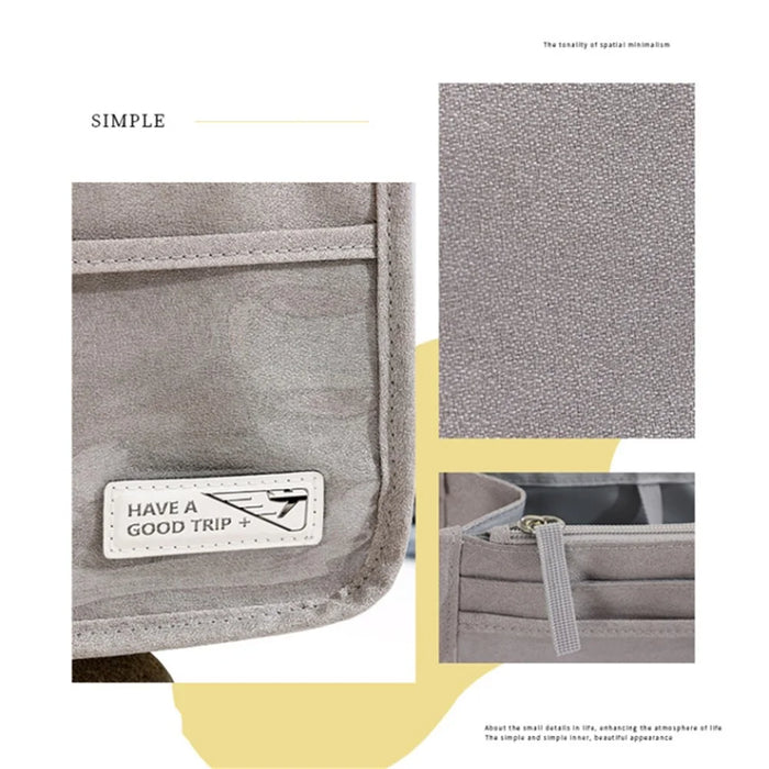 Handheld Makeup Bag Polyester Travel Wash Bag Pouch with Multiple Compartments - Grey - 3
