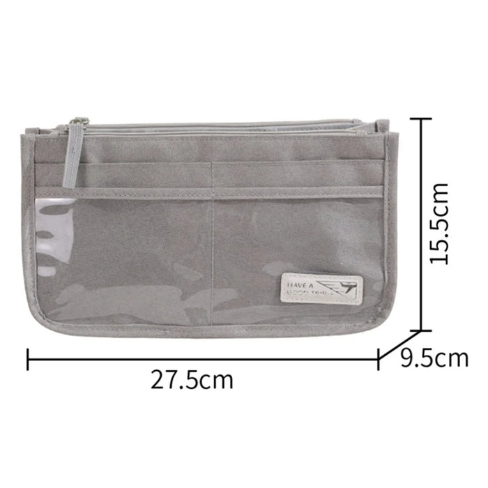 Handheld Makeup Bag Polyester Travel Wash Bag Pouch with Multiple Compartments - Grey - 7