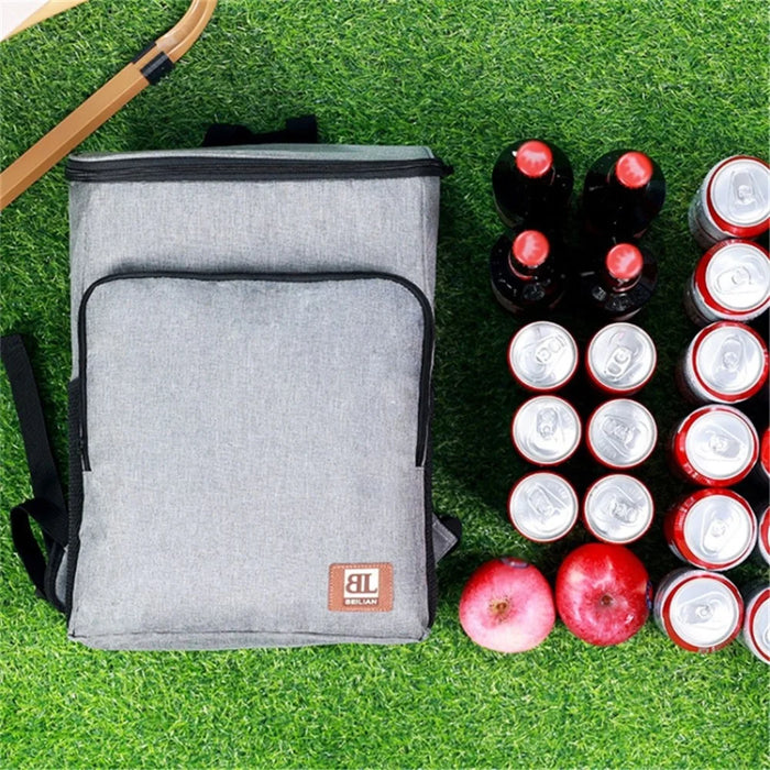 Outdoor Camping Cooler Backpack Waterproof Travel Beer Bag Storage Organizer - Grey - 4