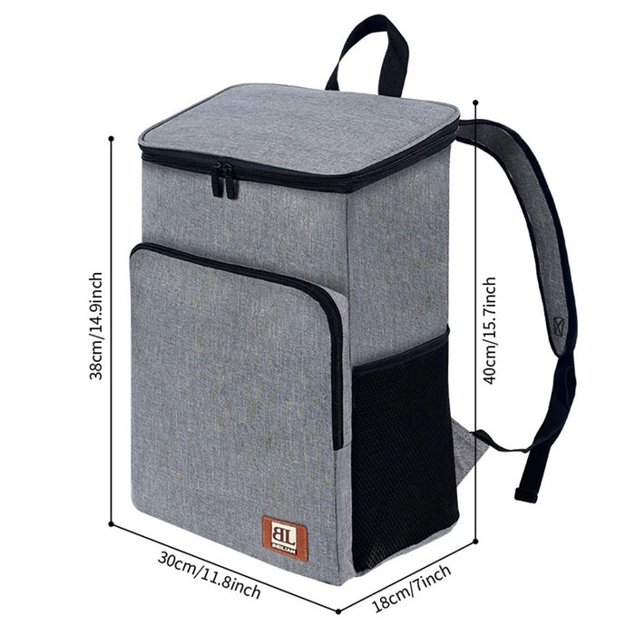 Outdoor Camping Cooler Backpack Waterproof Travel Beer Bag Storage Organizer - Grey - 6