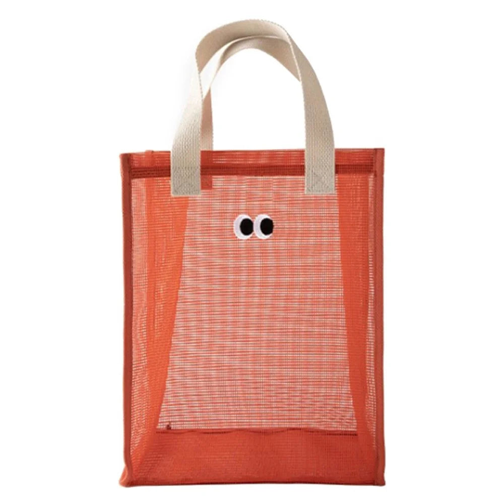 Polyester Mesh Toiletry Storage Bag Shampoo Handbag Shower Tote Bag - Red - 2