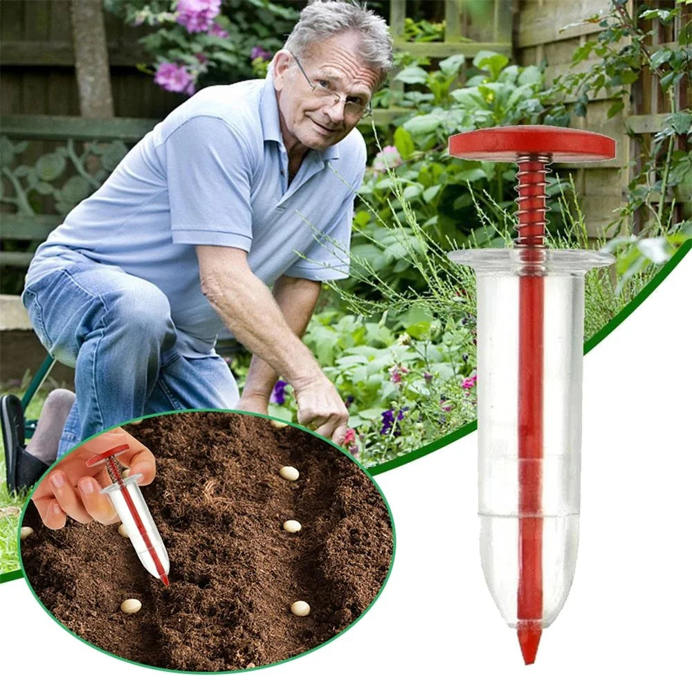 Seeds Dispenser Handheld Seed Planter Sowing Seeder Mini Hand Spreader, 10x3x3cm - Coffee - 3