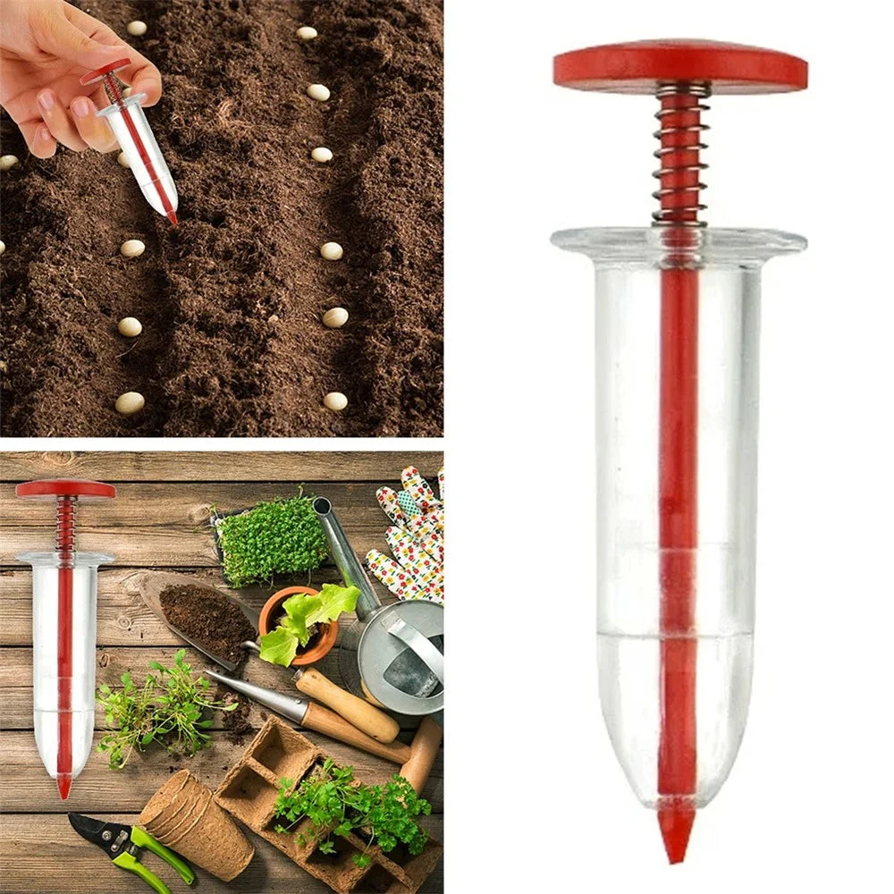 Seeds Dispenser Handheld Seed Planter Sowing Seeder Mini Hand Spreader, 10x3x3cm - Coffee - 4