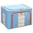 24L 40x30x20cm Linen Cloth Storage Box Foldable Clothes Bin with Dual Clear Window  - Sky Blue - 1