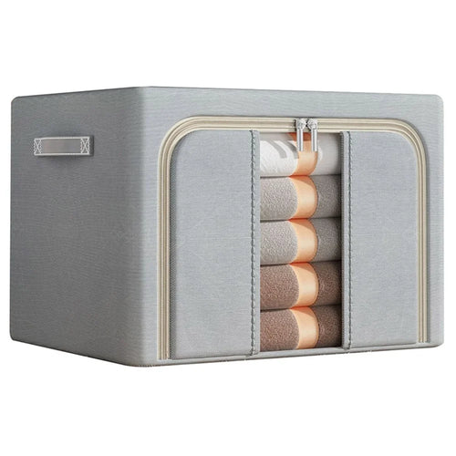 66L 50x40x33cm Clothes Storage Bins Folding Closet Organizers for Home - Single Window / Light Grey - 1