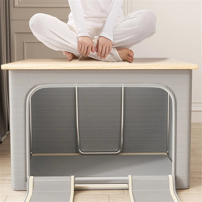 66L 50x40x33cm Clothes Storage Bins Folding Closet Organizers for Home - Single Window / Light Grey - 4