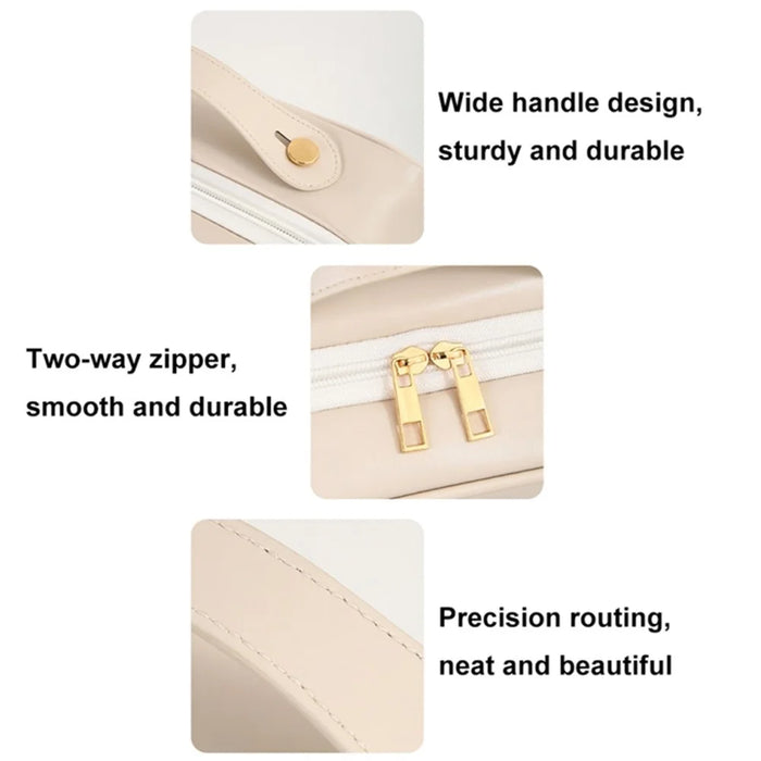 Large Capacity Cosmetic Storage Bag PU Waterproof Travel Toiletry Bags - White - 2