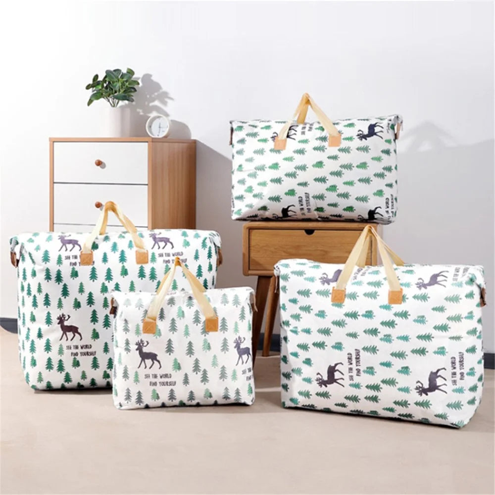 Wardrobe Organizer Waterproof Clothes Bedding Storage Bag with Handles and Zippers, Size S - Elk - 6