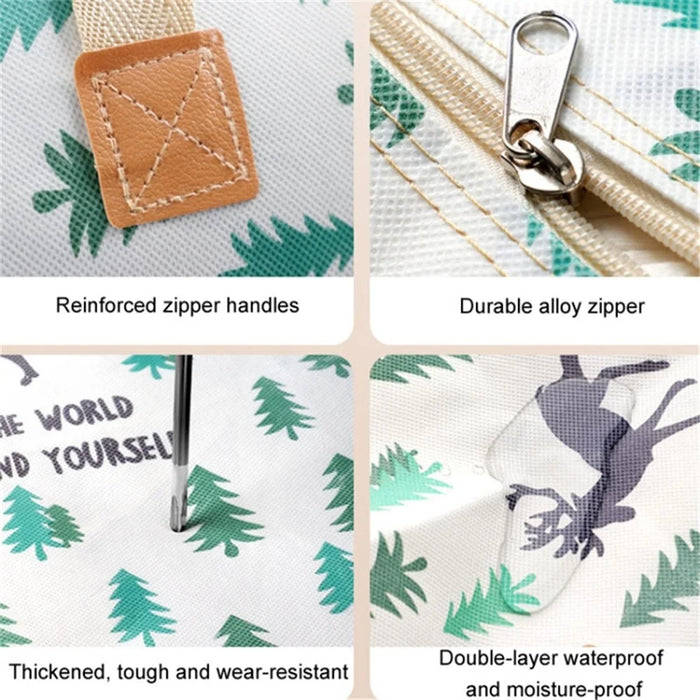 Waterproof Cloth Storage Bag Zipper Design Moving Bag for Blankets Clothes Quilts, Size: L - Elk - 3
