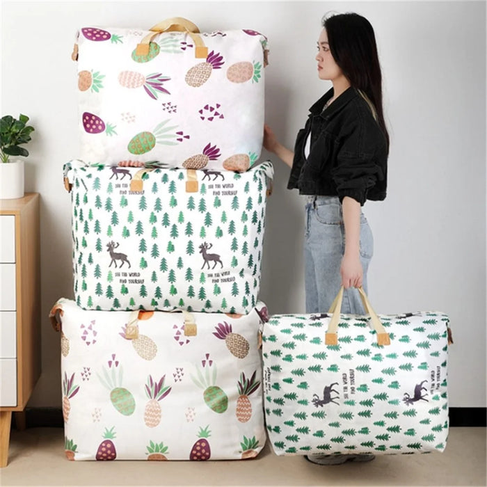 Waterproof Cloth Storage Bag Zipper Design Moving Bag for Blankets Clothes Quilts, Size: L - Elk - 6