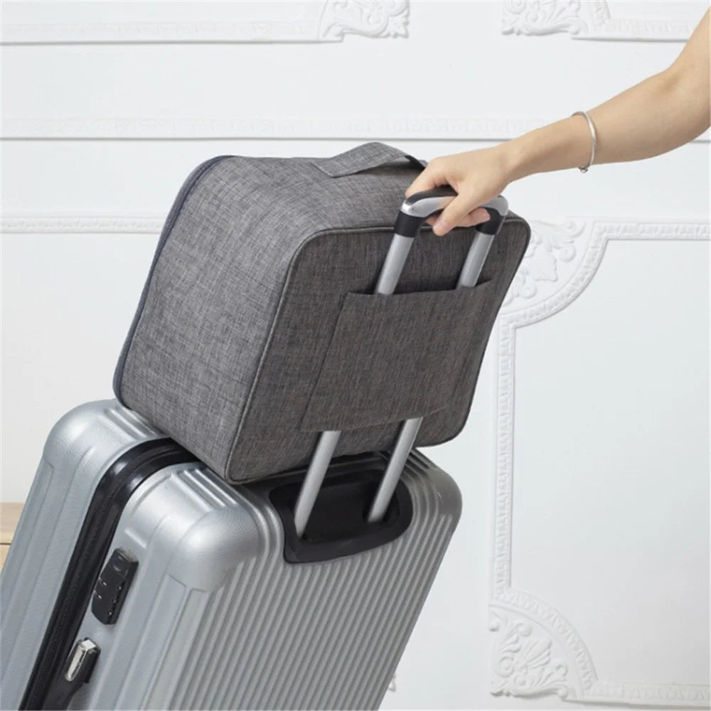 Short Trip Storage Bag Double Zipper Design Oxford Cloth Clothes Bag Fit Suitcase - Grey - 5