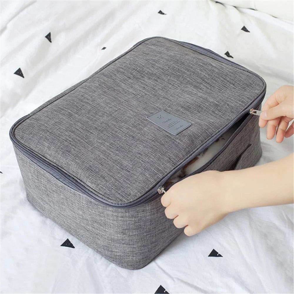 Short Trip Storage Bag Double Zipper Design Oxford Cloth Clothes Bag Fit Suitcase - Grey - 6