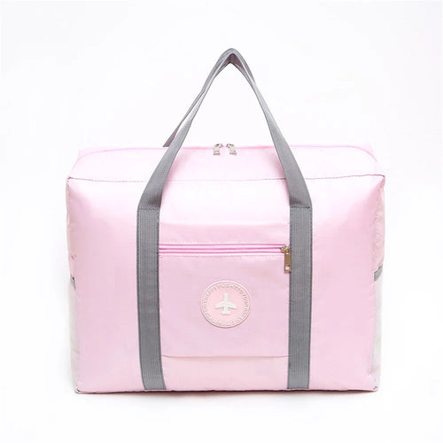 Oxford Cloth Airline Cabin Bag Foldable Travel Duffel Bag Holdall Tote Fit Suitcase - Pink - 1