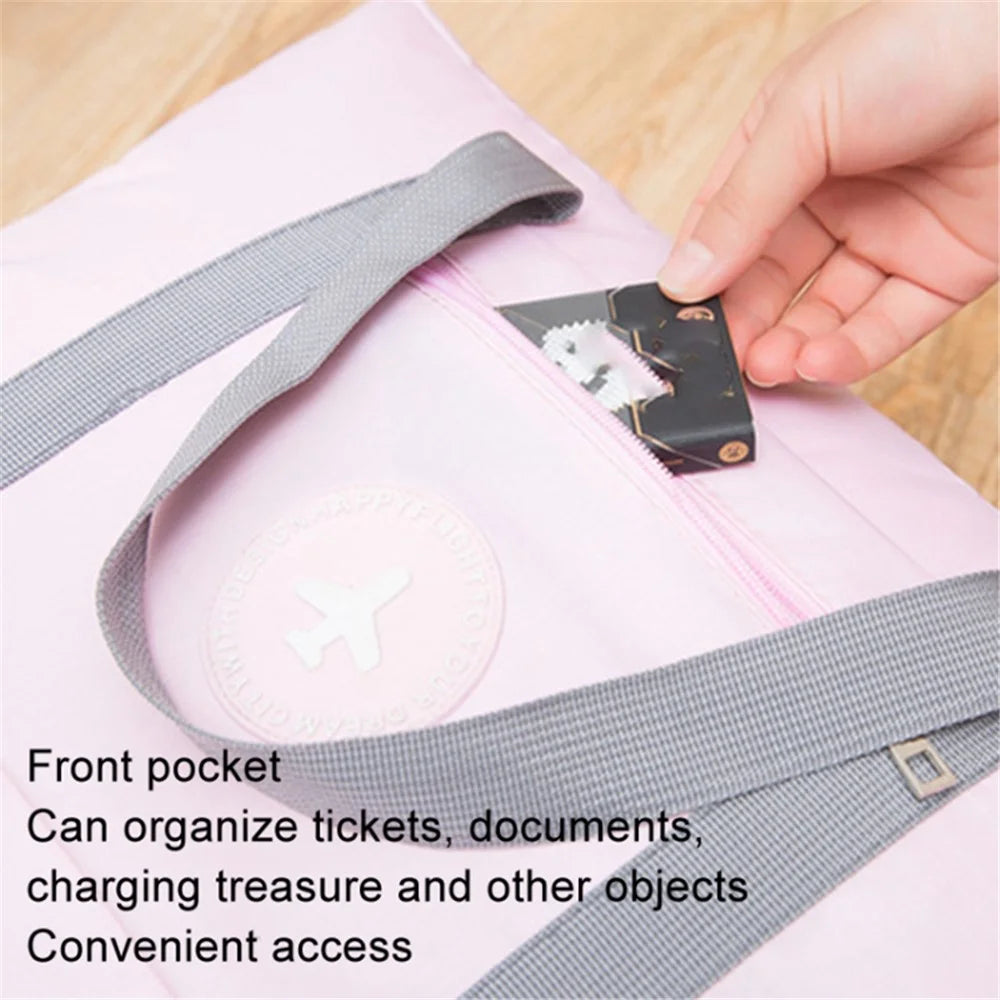 Oxford Cloth Airline Cabin Bag Foldable Travel Duffel Bag Holdall Tote Fit Suitcase - Pink - 2