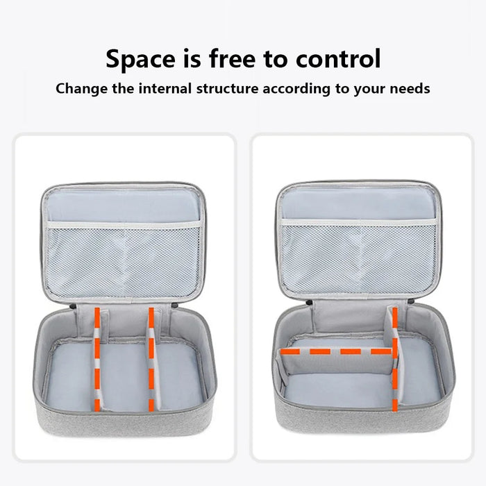 28 X 20 X 8.5cm Digital Accessories Storage Bag Data Cable Headset Power Bank Carrying Pouch - Black - 6