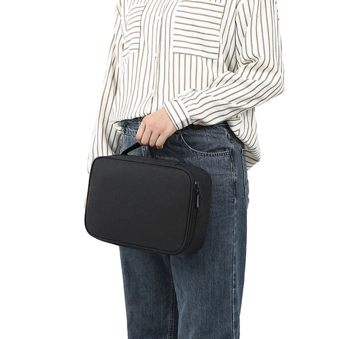 Size S 22x15x6.5cm Accessories Bag Travel Electronics Organiser Portable Waterproof Cables Case - Black - 2