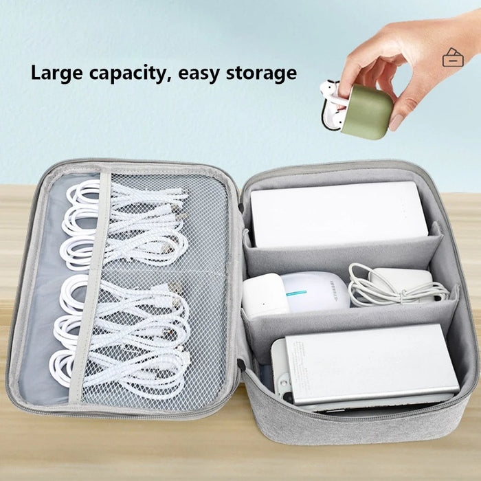 Size S 22x15x6.5cm Accessories Bag Travel Electronics Organiser Portable Waterproof Cables Case - Black - 5