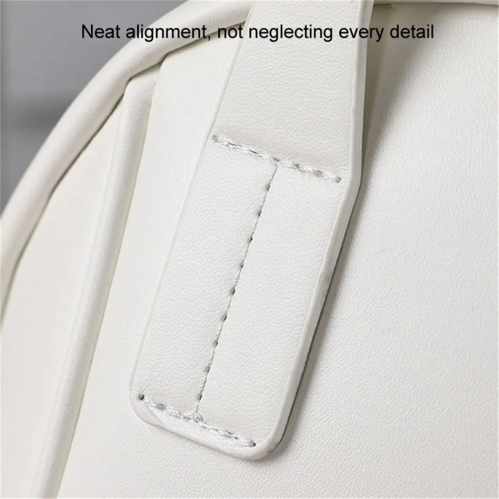 Handheld Shell Makeup Bag Large Capacity PU Leather+Polyester Travel Toiletries Storage Bag - Milky White - 3