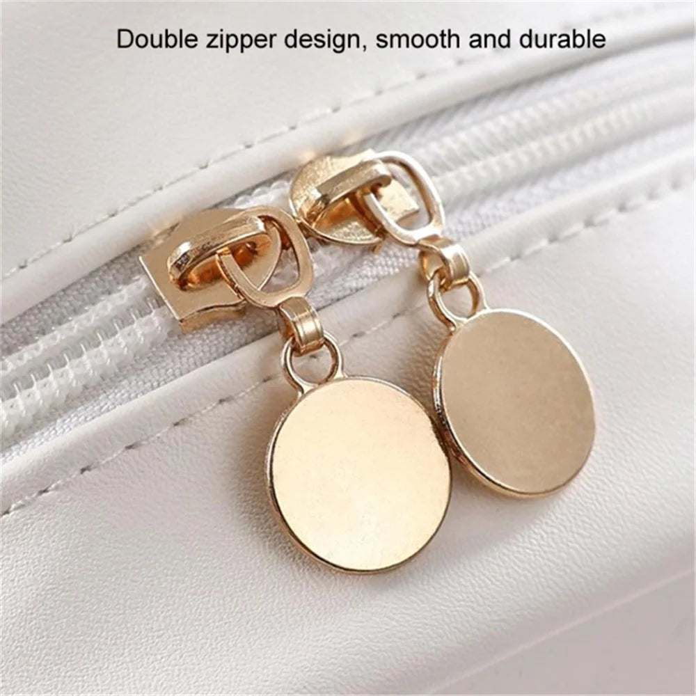 Handheld Shell Makeup Bag Large Capacity PU Leather+Polyester Travel Toiletries Storage Bag - Milky White - 5