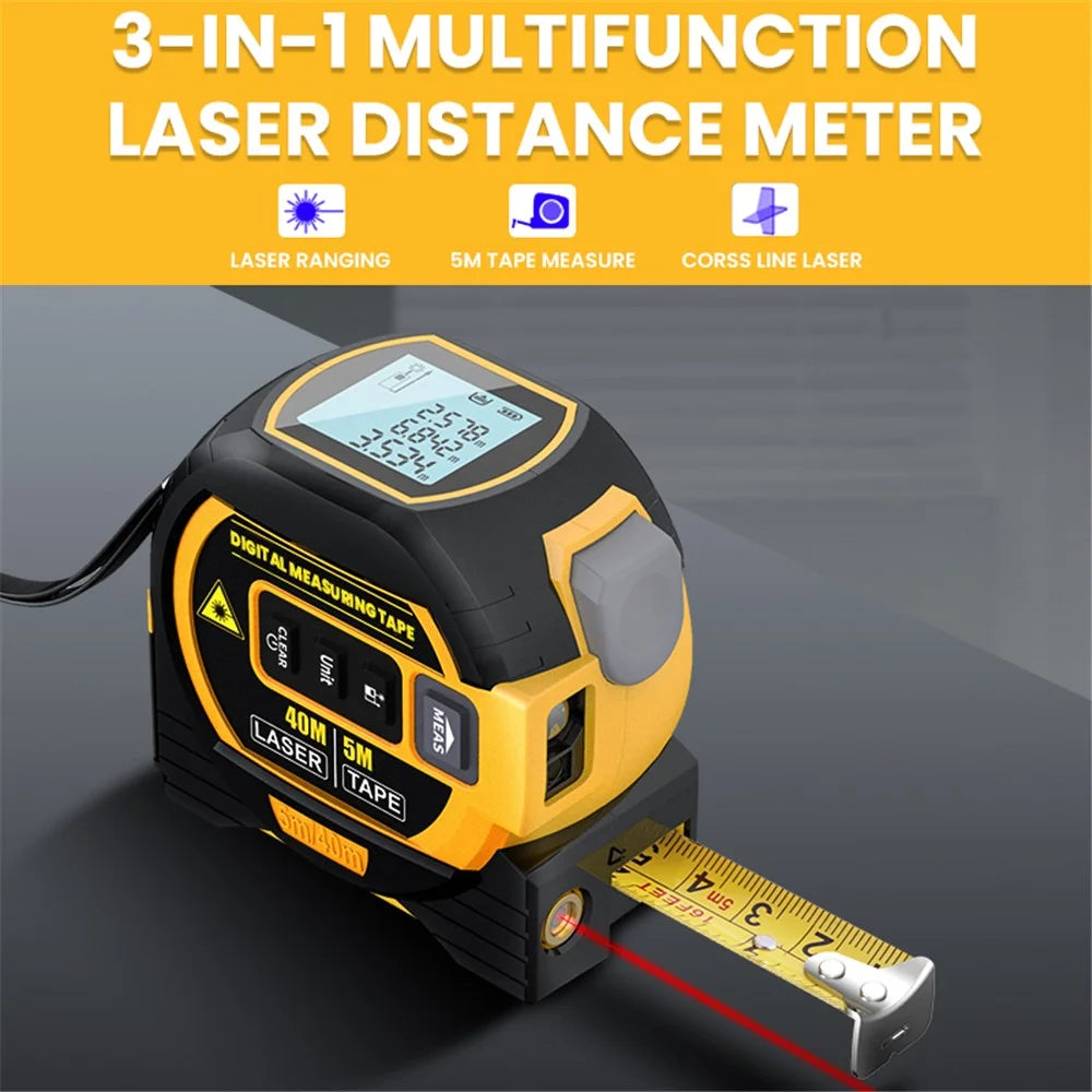 HONGSHENG Laser Tape Measure 40M Laser Measurement Rangefinder Distance Meter (CE / ROSH) - Yellow - 2