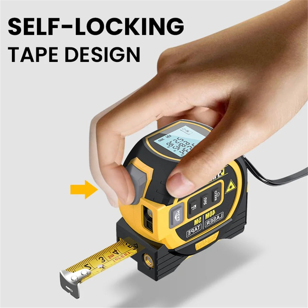 HONGSHENG Laser Tape Measure 40M Laser Measurement Rangefinder Distance Meter (CE / ROSH) - Yellow - 3