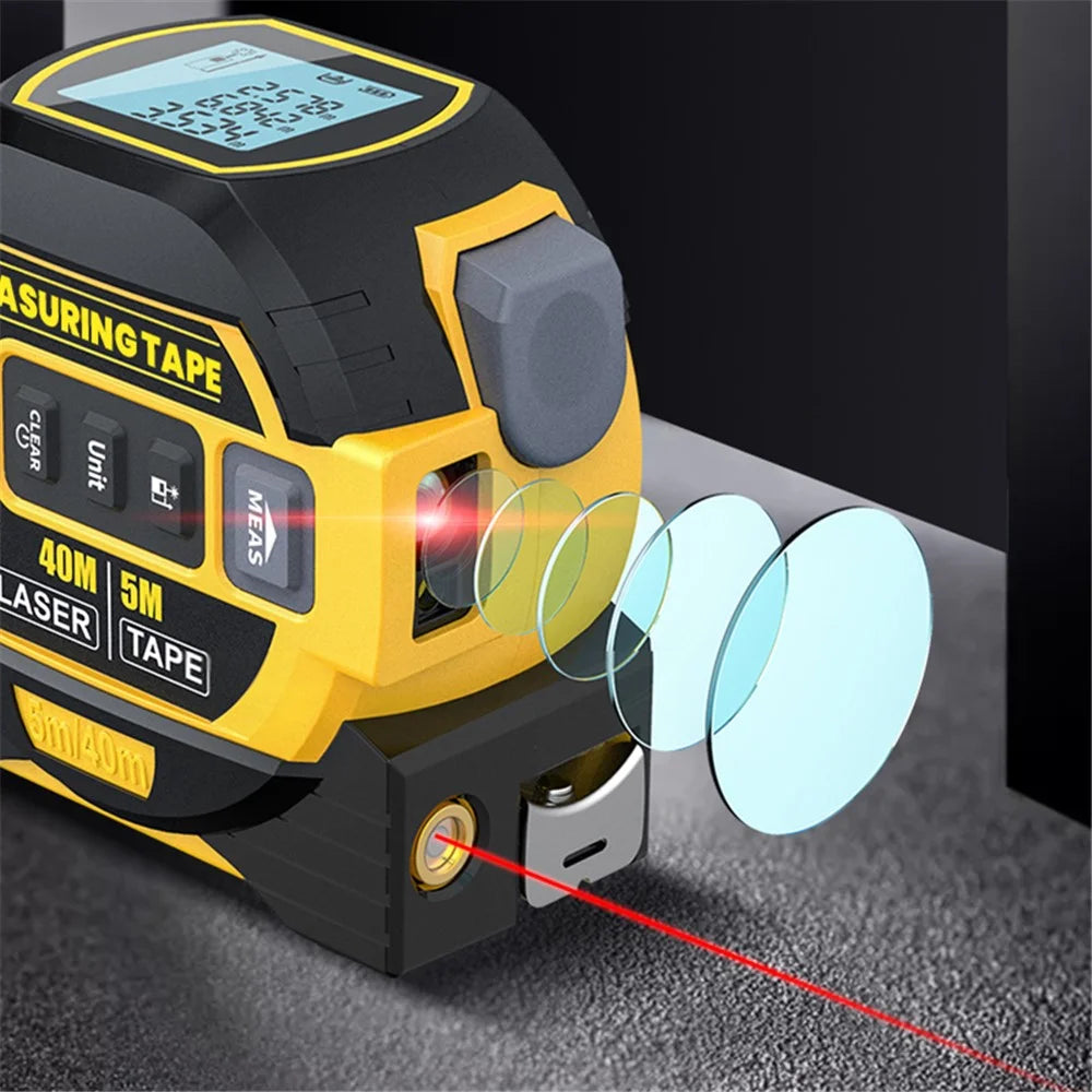 HONGSHENG Laser Tape Measure 40M Laser Measurement Rangefinder Distance Meter (CE / ROSH) - Yellow - 4
