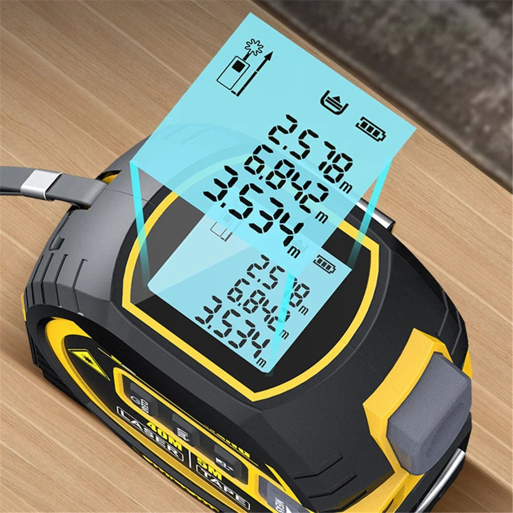 HONGSHENG Laser Tape Measure 40M Laser Measurement Rangefinder Distance Meter (CE / ROSH) - Yellow - 5