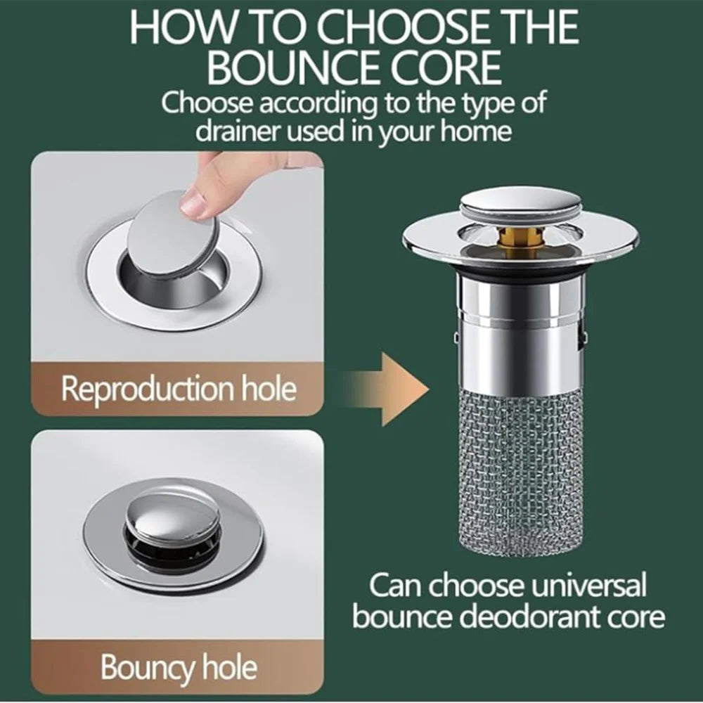 304 Stainless Steel Drain Filter Plug Pop Up Basin Stopper Hair Catcher Shower Sink Strainer - 2