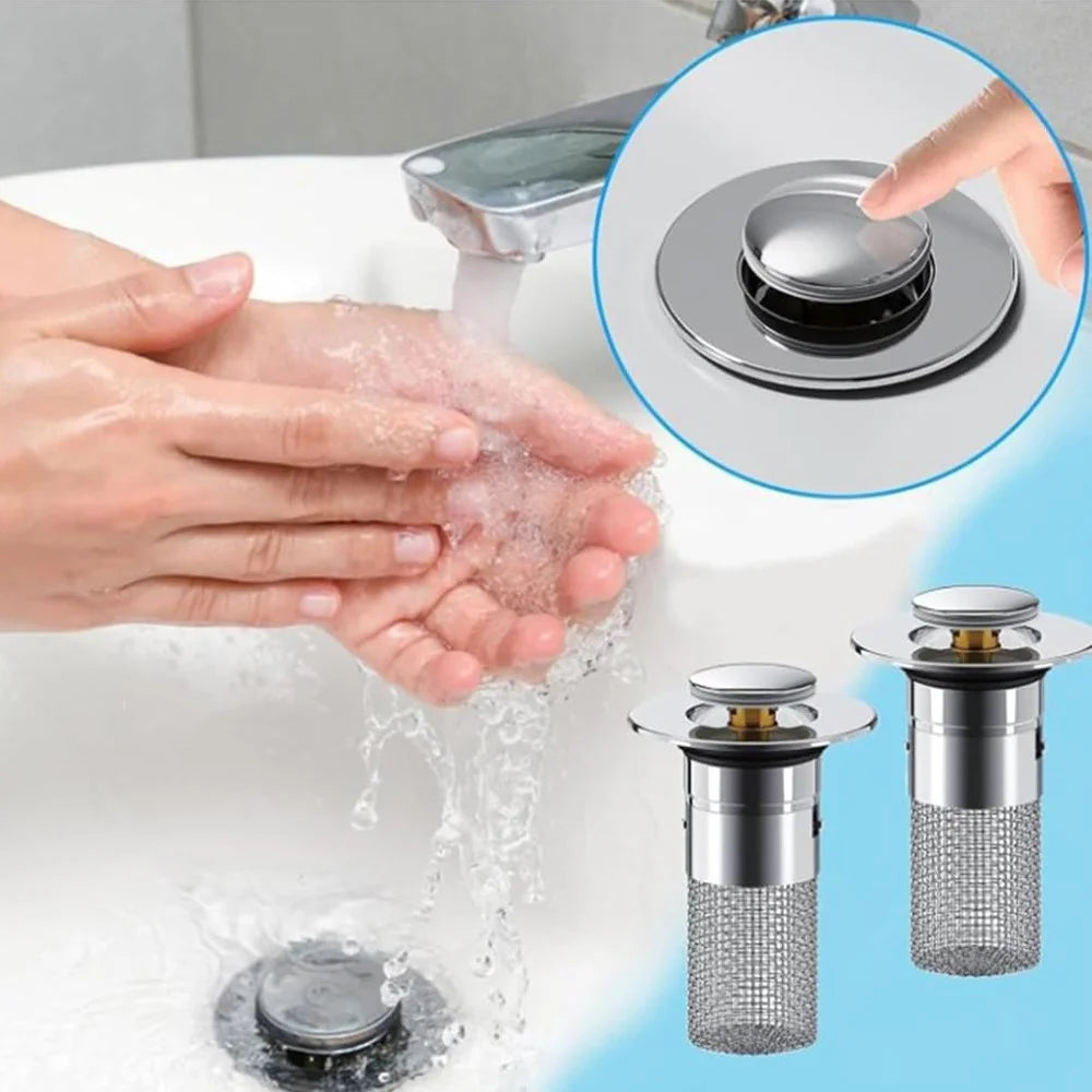 304 Stainless Steel Drain Filter Plug Pop Up Basin Stopper Hair Catcher Shower Sink Strainer - 3