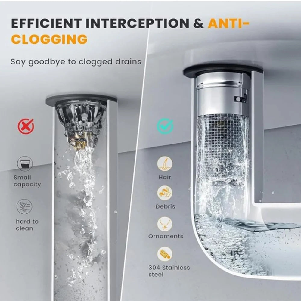 304 Stainless Steel Drain Filter Plug Pop Up Basin Stopper Hair Catcher Shower Sink Strainer - 4