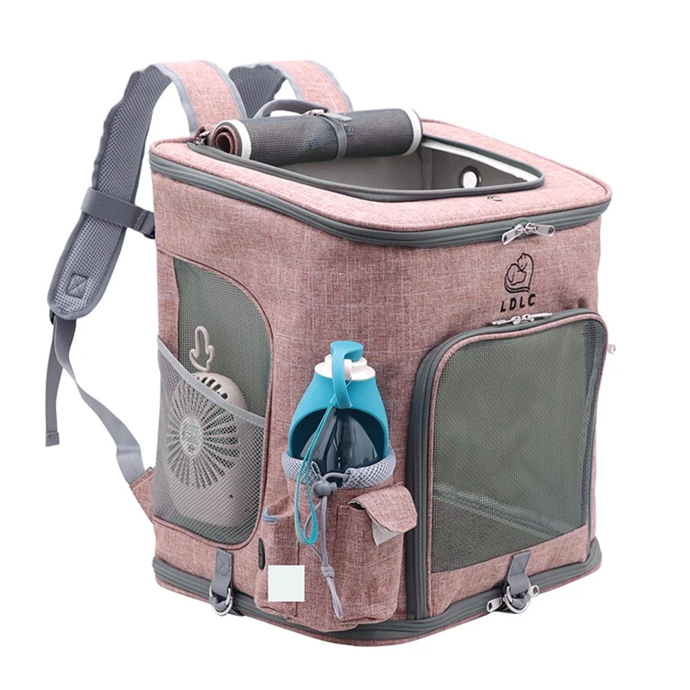 QS-002-L Pet Gift Carrier Dog Cat Carrier Backpack Puppy Carrier Large Travel Shoulders Bag Backpack - Pink - 1