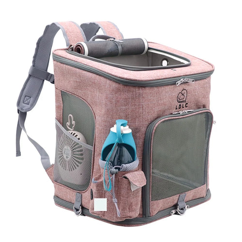 QS-002-L Pet Gift Carrier Dog Cat Carrier Backpack Puppy Carrier Large Travel Shoulders Bag Backpack - Pink - 1