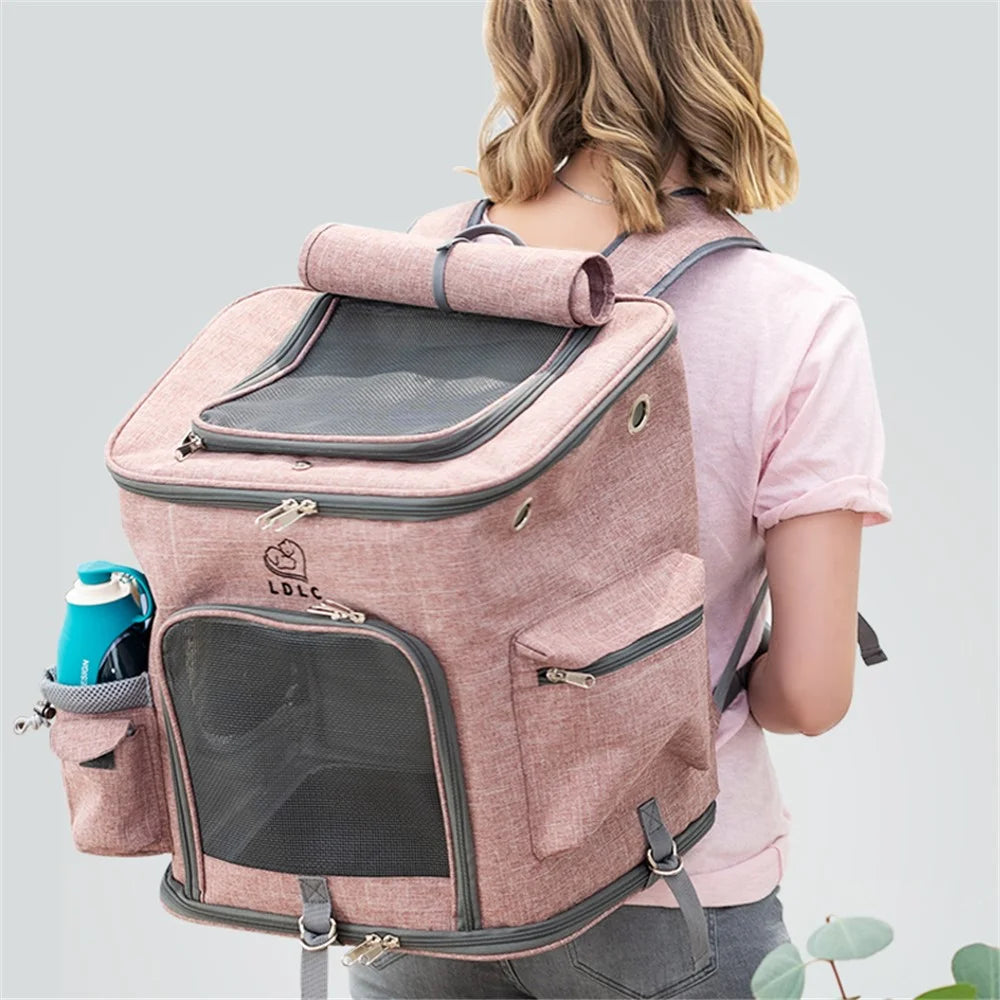 QS-002-L Pet Gift Carrier Dog Cat Carrier Backpack Puppy Carrier Large Travel Shoulders Bag Backpack - Pink - 3