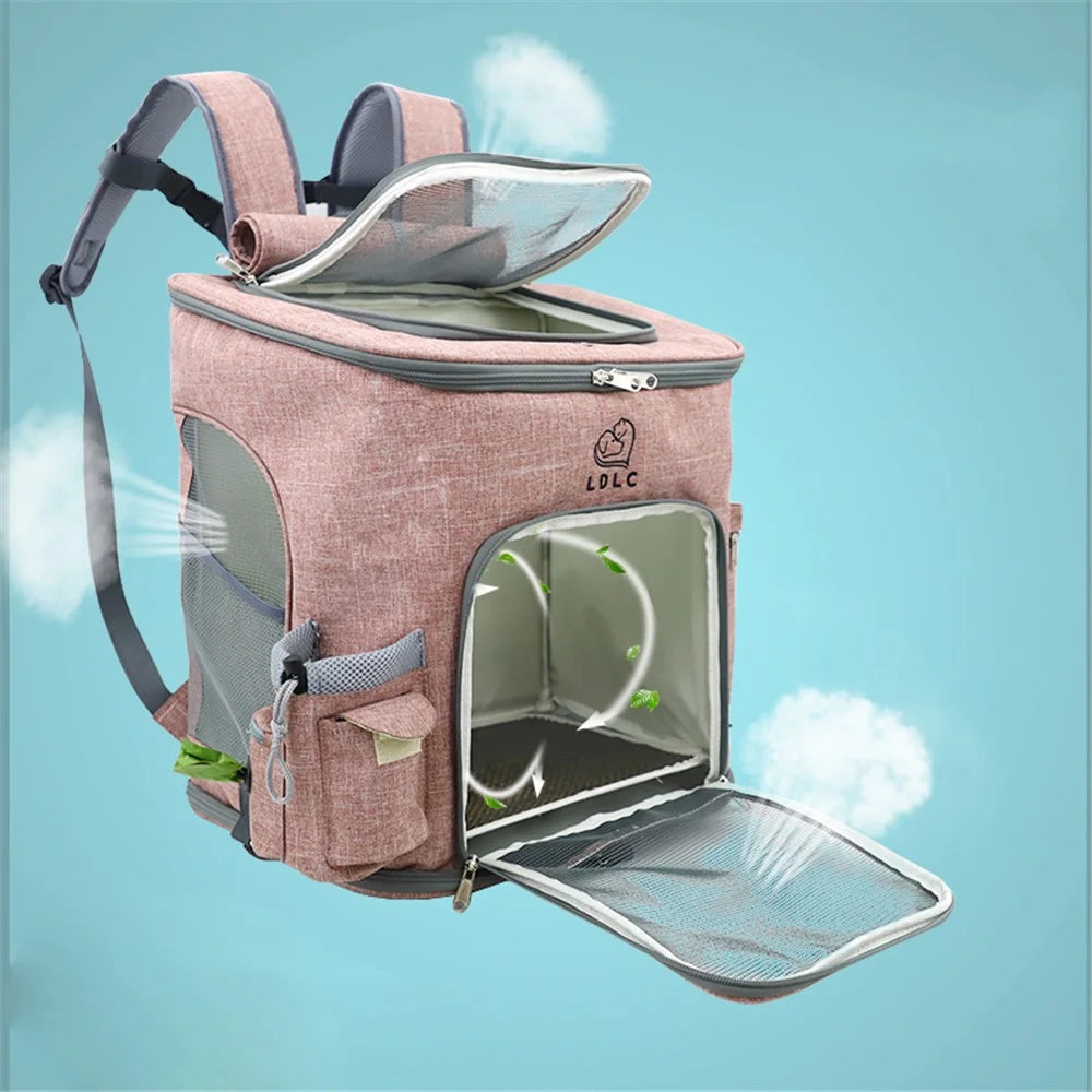 QS-002-L Pet Gift Carrier Dog Cat Carrier Backpack Puppy Carrier Large Travel Shoulders Bag Backpack - Pink - 4