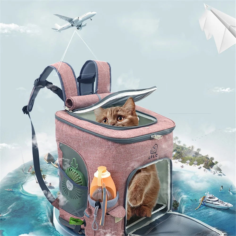 QS-002-L Pet Gift Carrier Dog Cat Carrier Backpack Puppy Carrier Large Travel Shoulders Bag Backpack - Pink - 5