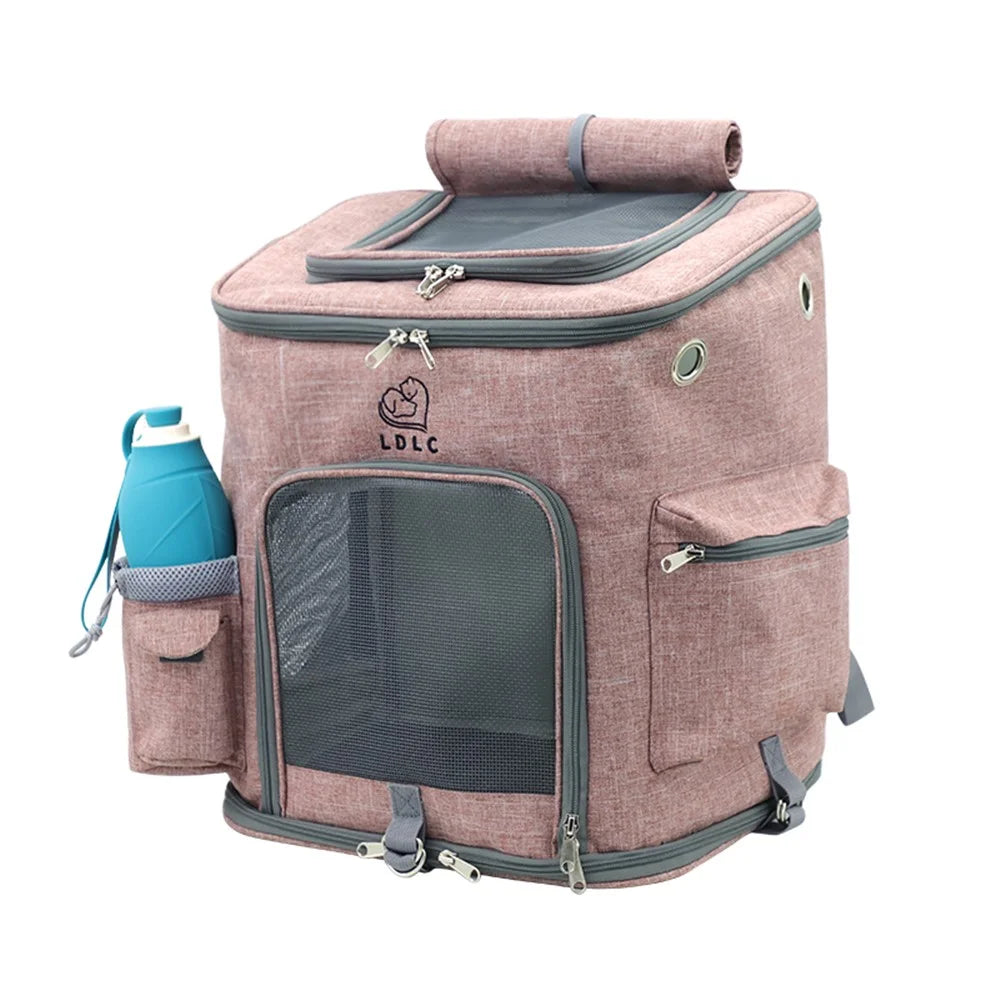 QS-002-L Pet Gift Carrier Dog Cat Carrier Backpack Puppy Carrier Large Travel Shoulders Bag Backpack - Pink - 6