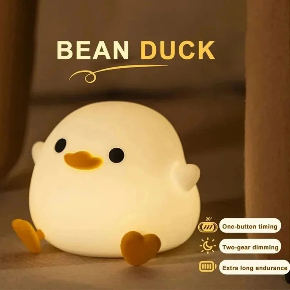 Cute Cartoon Duck Night Light Eye Protection Tap Dimmable Table Lamp with Timer - 2