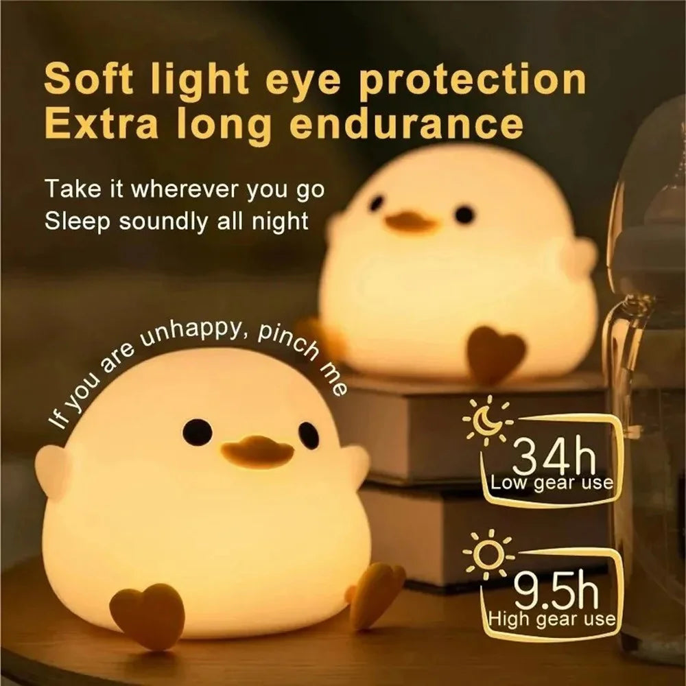 Cute Cartoon Duck Night Light Eye Protection Tap Dimmable Table Lamp with Timer - 3