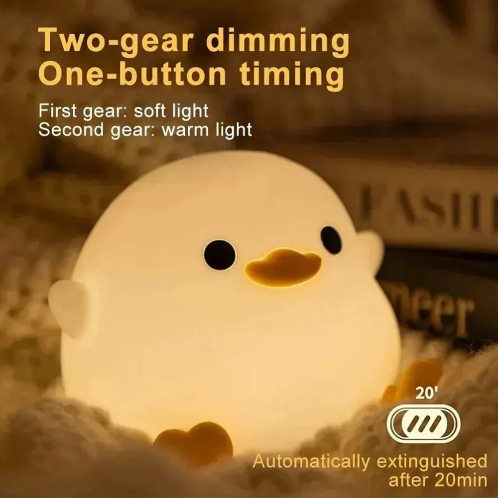 Cute Cartoon Duck Night Light Eye Protection Tap Dimmable Table Lamp with Timer - 4
