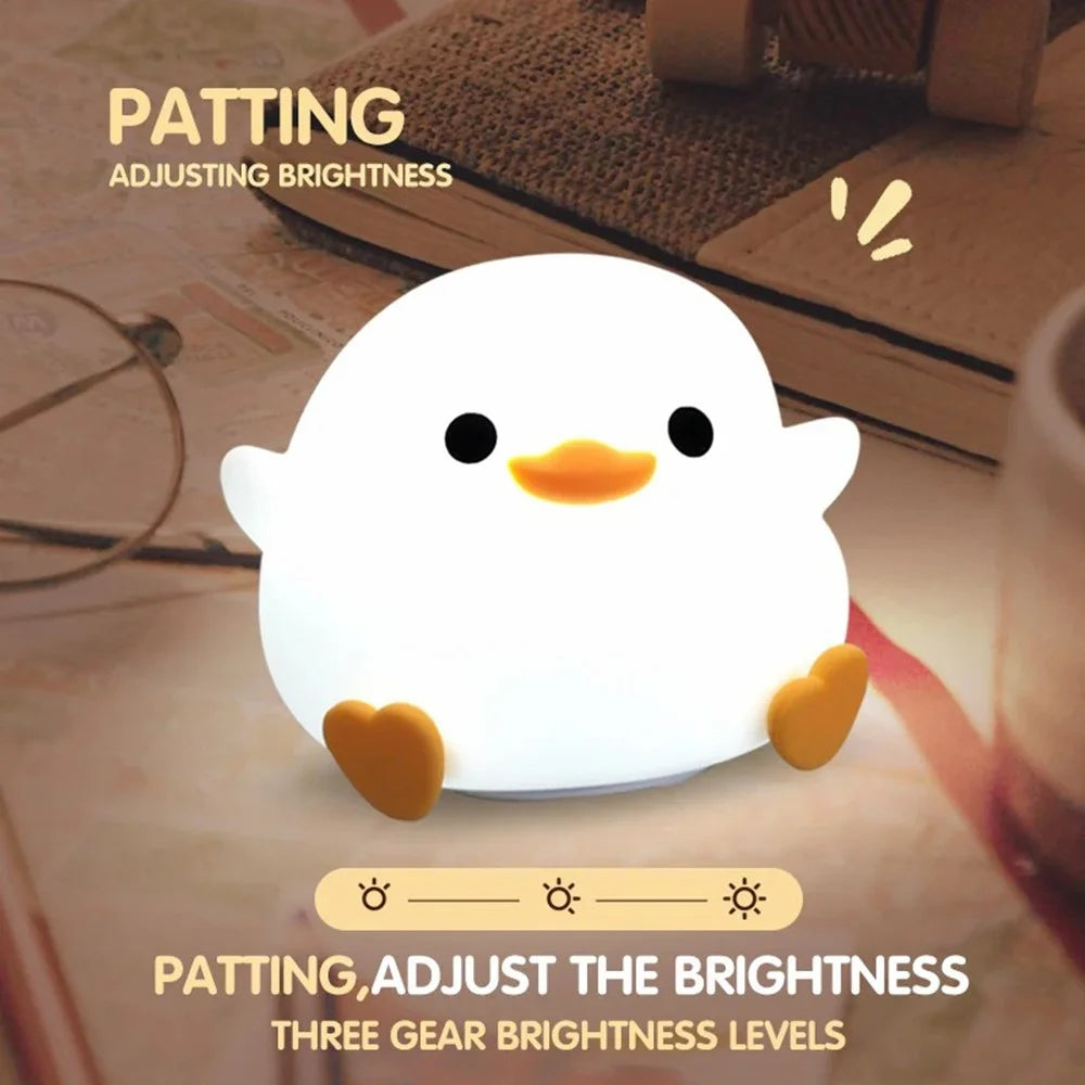 Cute Cartoon Duck Night Light Eye Protection Tap Dimmable Table Lamp with Timer - 5