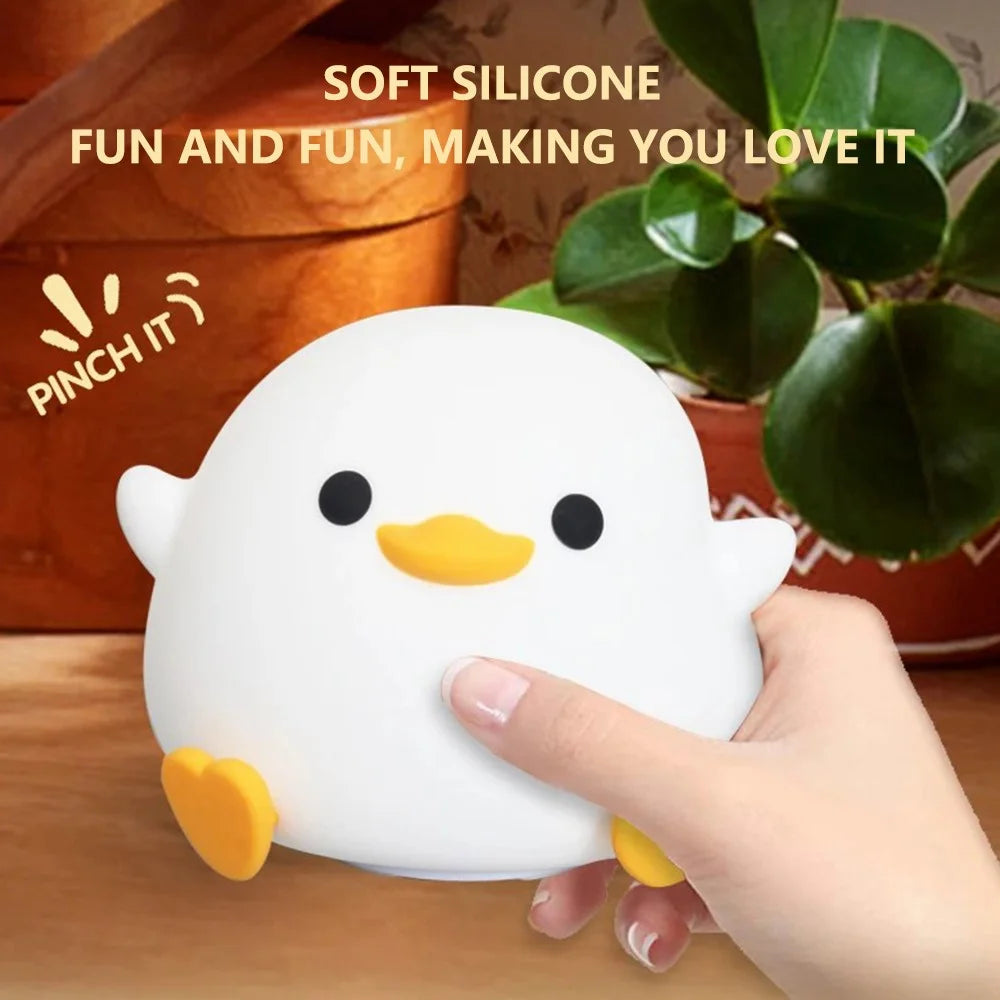 Cute Cartoon Duck Night Light Eye Protection Tap Dimmable Table Lamp with Timer - 6